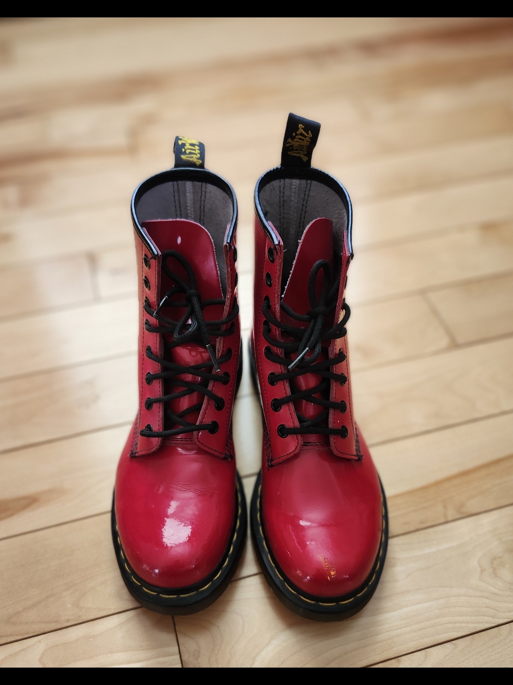 Dr. Martens Red Patent Leather Boots